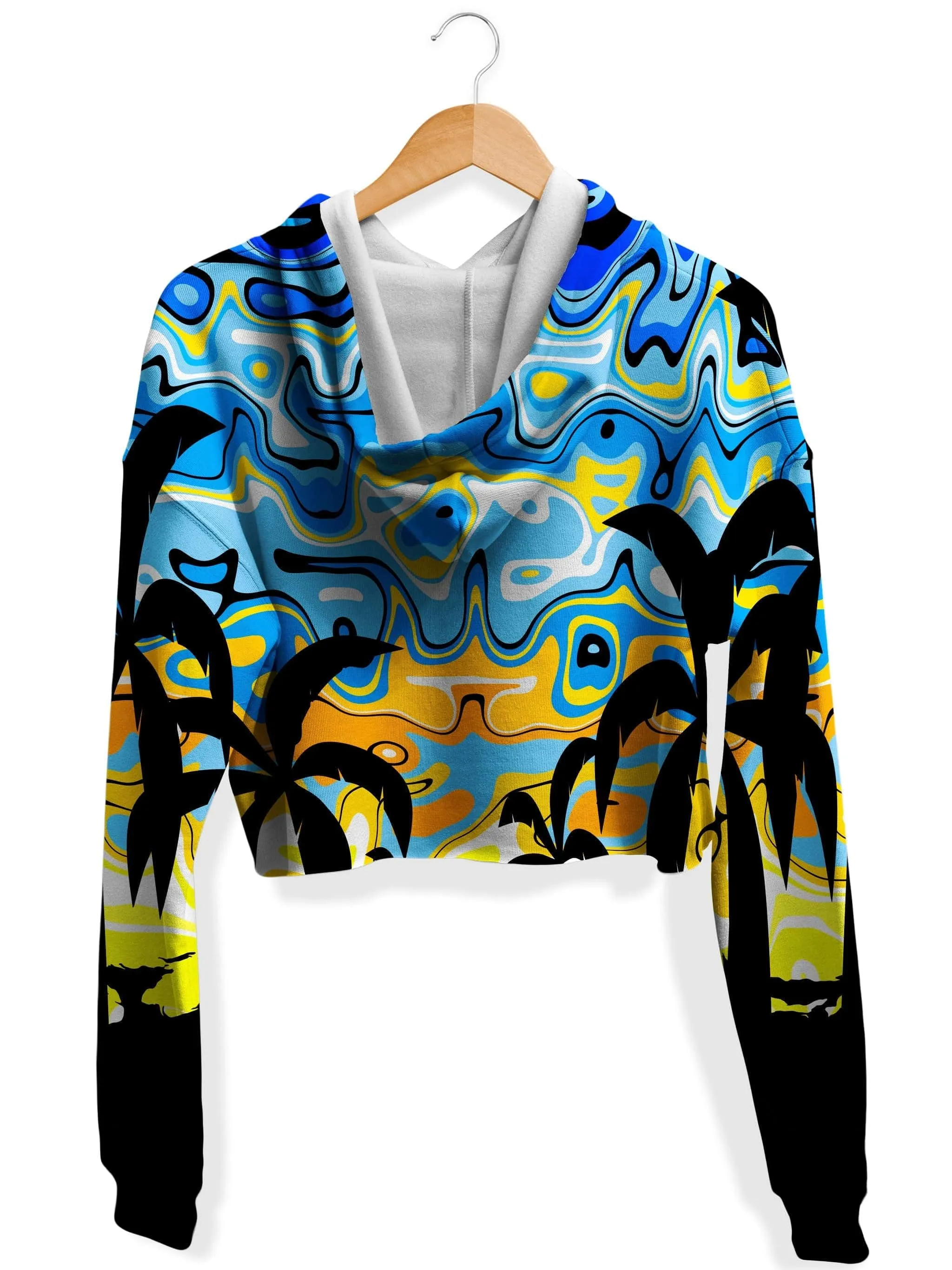 Tropical Night Fleece Crop Hoodie