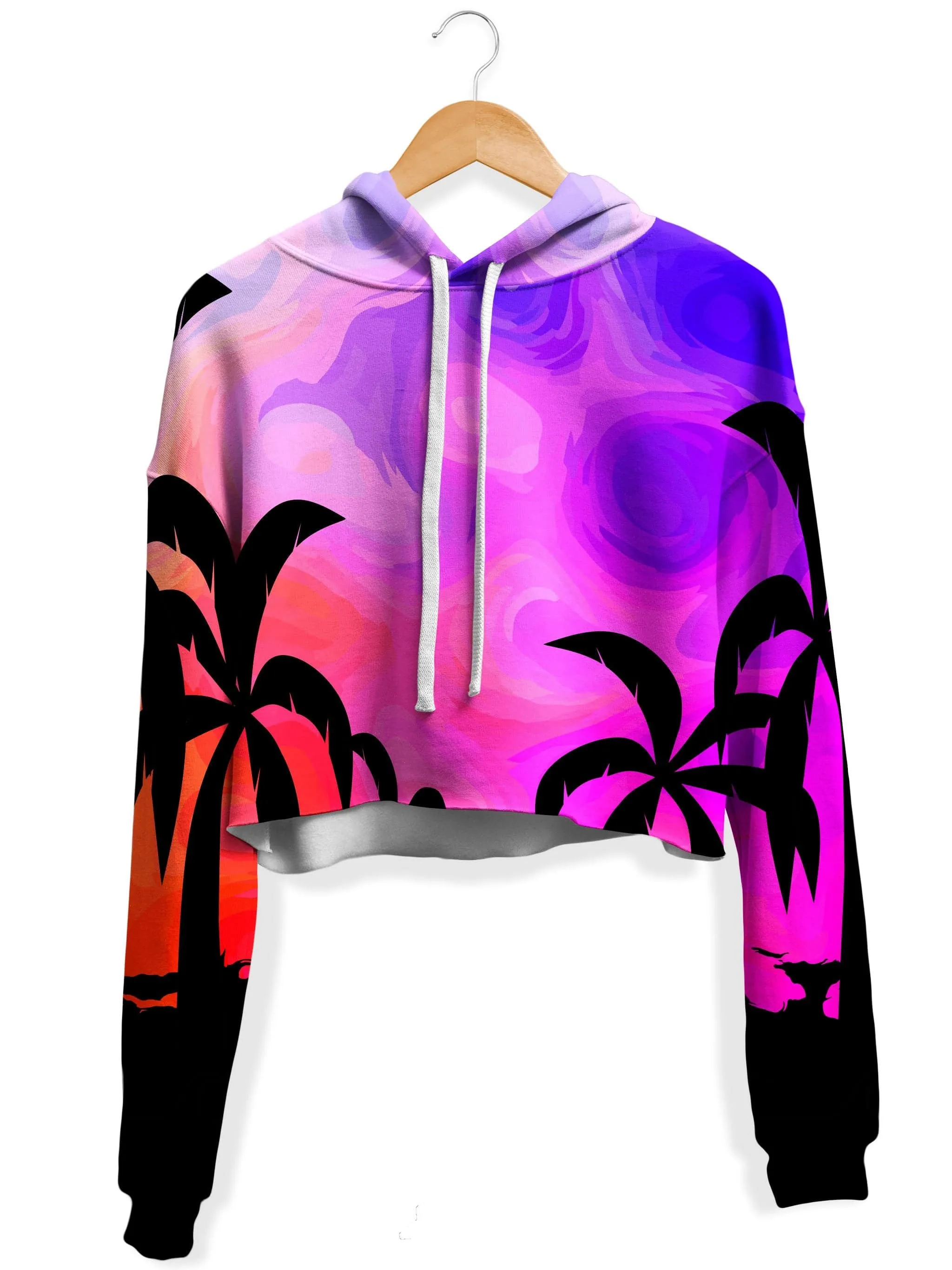 Tropical Twilight Fleece Crop Hoodie