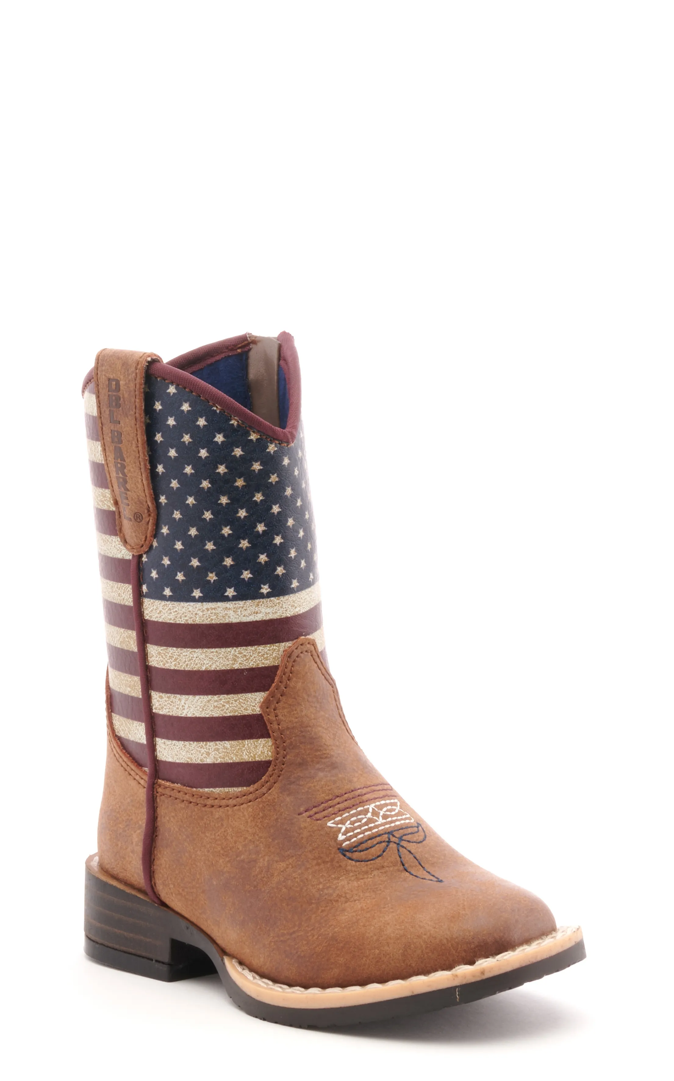 Twister Toddler Brown and USA Flag Square Toe Cowboy Boots