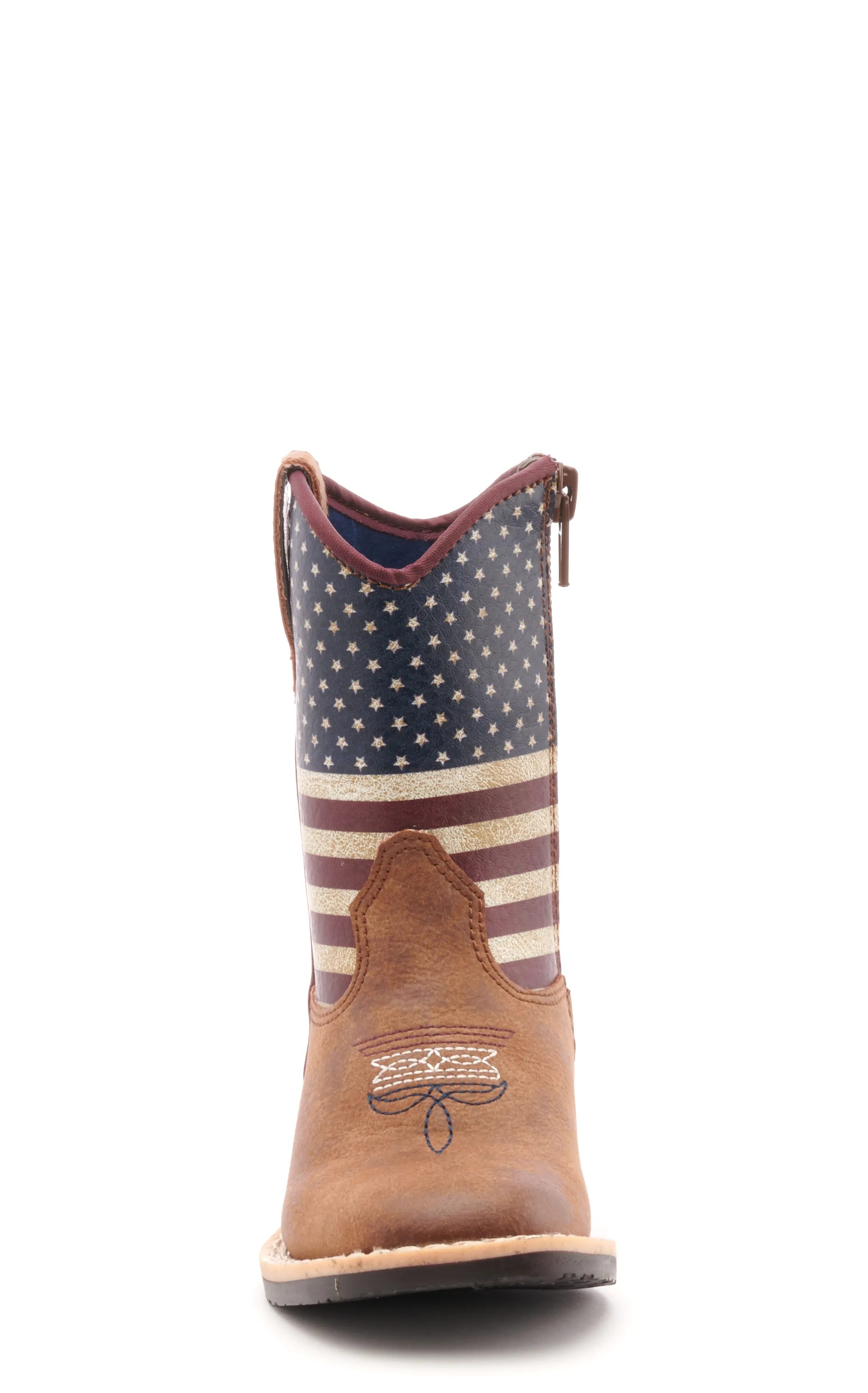 Twister Toddler Brown and USA Flag Square Toe Cowboy Boots