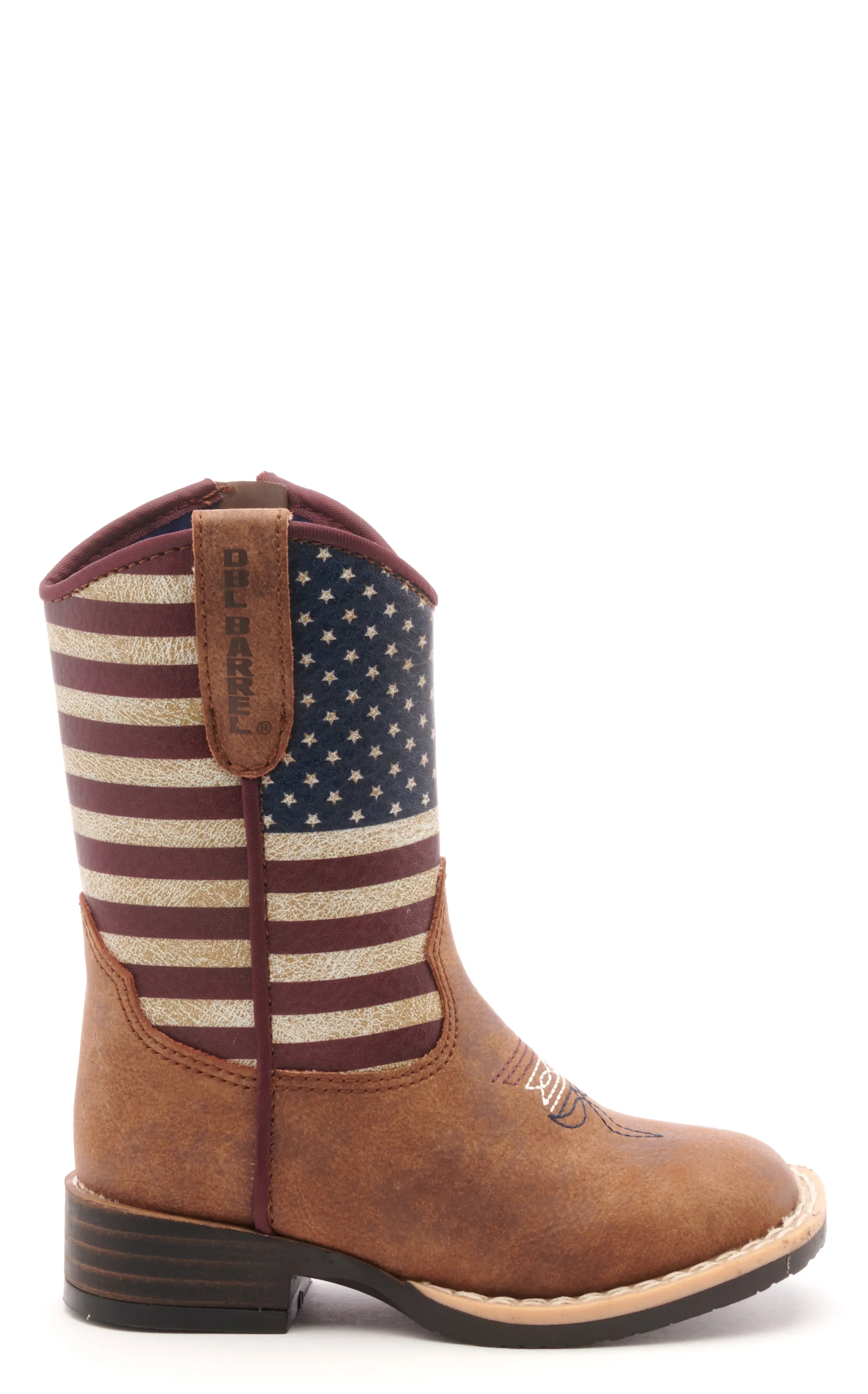 Twister Toddler Brown and USA Flag Square Toe Cowboy Boots