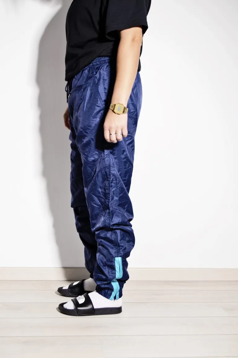 Vintage festival blue nylon shell pants unisex