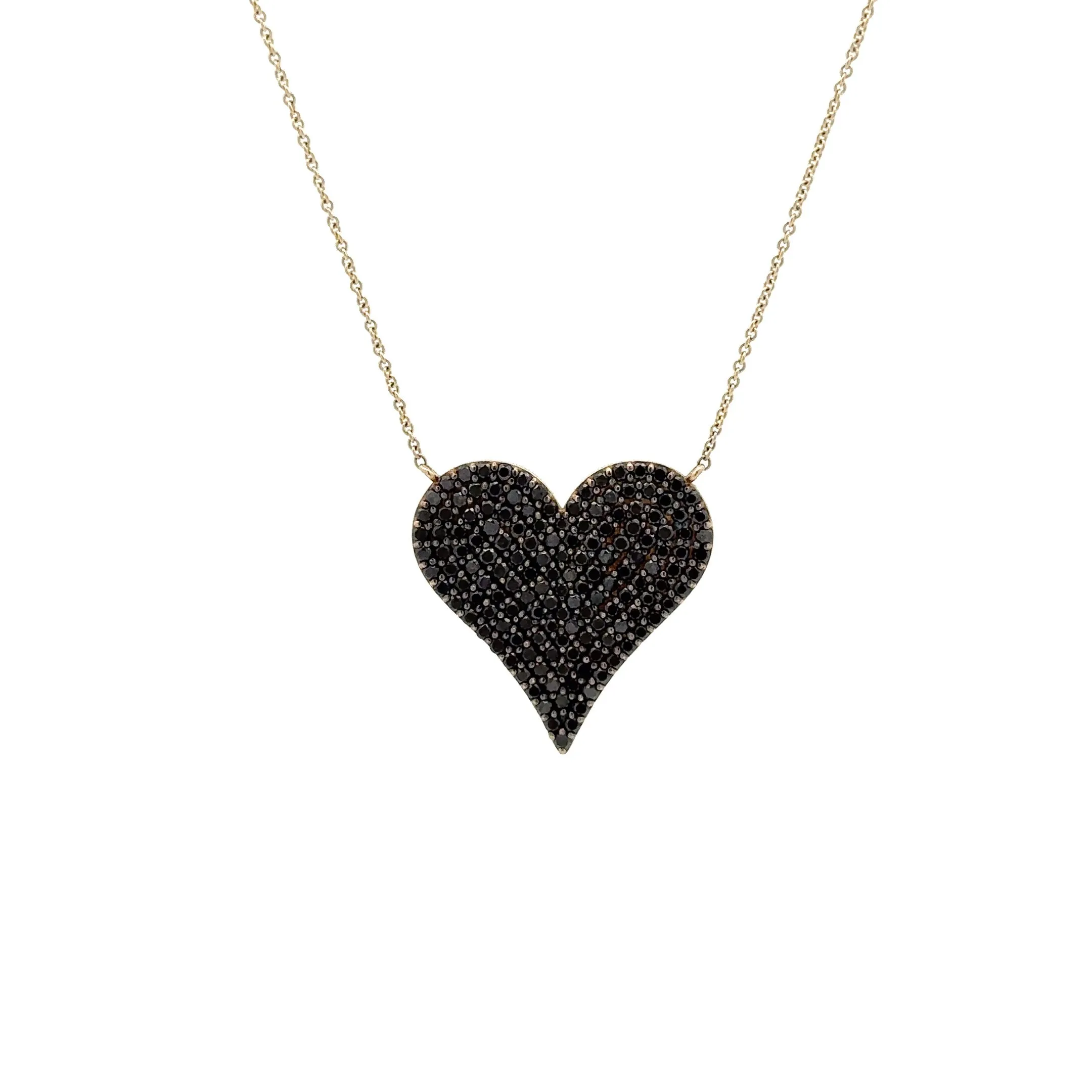 WD947 14kt gold Black diamond Heart Necklace