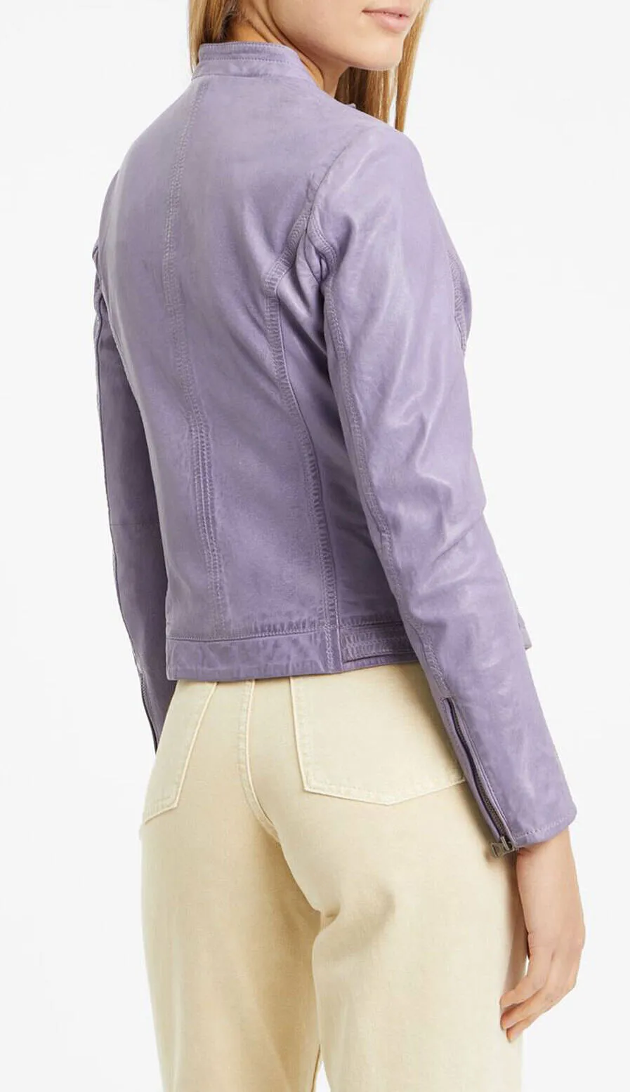 Women's lavender leather jacket jollie motorcycle style