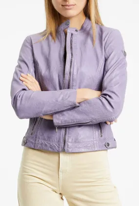 Women's lavender leather jacket jollie motorcycle style