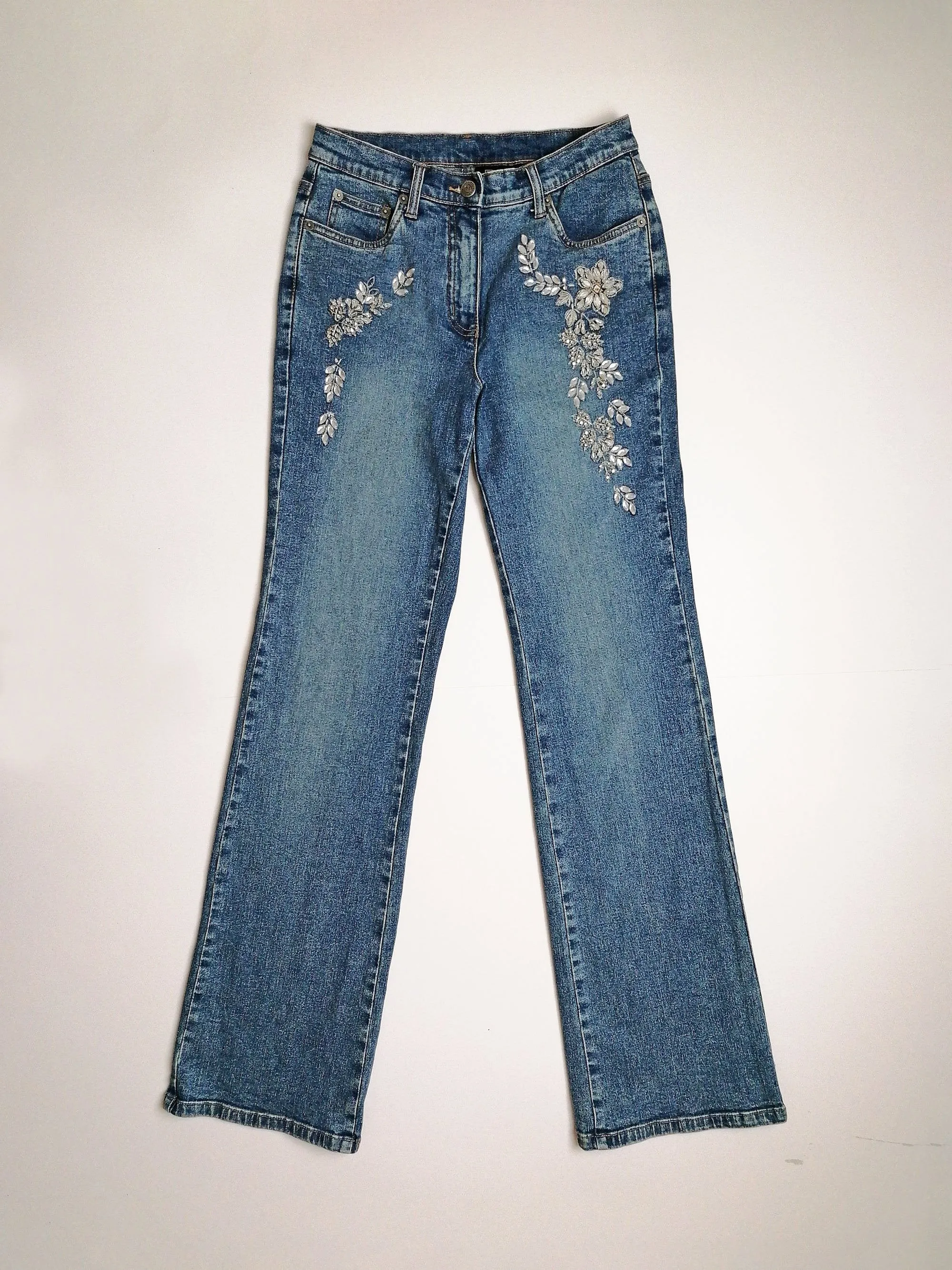 Y2K MADELEINE Embroidery Jeans - size M - 36/UK 10