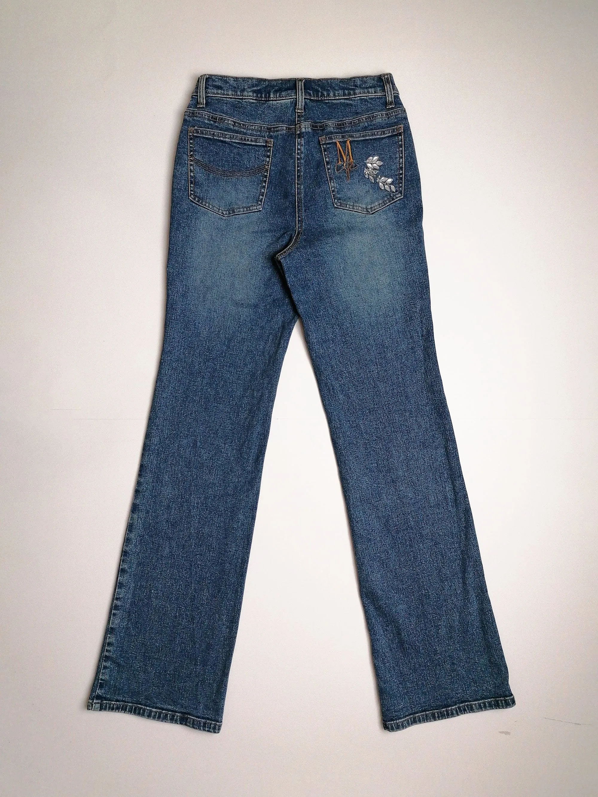 Y2K MADELEINE Embroidery Jeans - size M - 36/UK 10