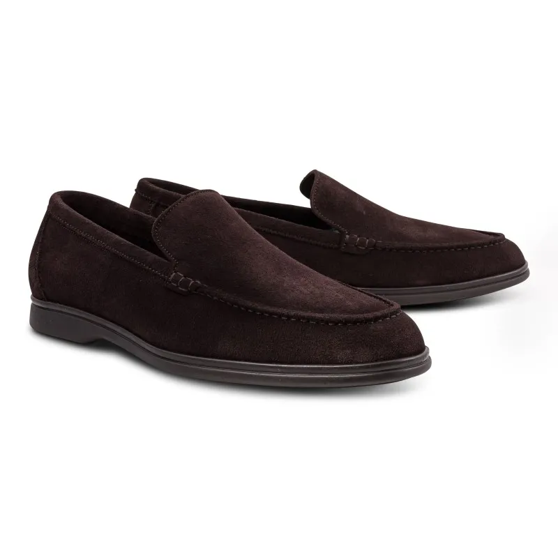 Yanko Traveler loafers dark brown reverse kudu suede with dark sole