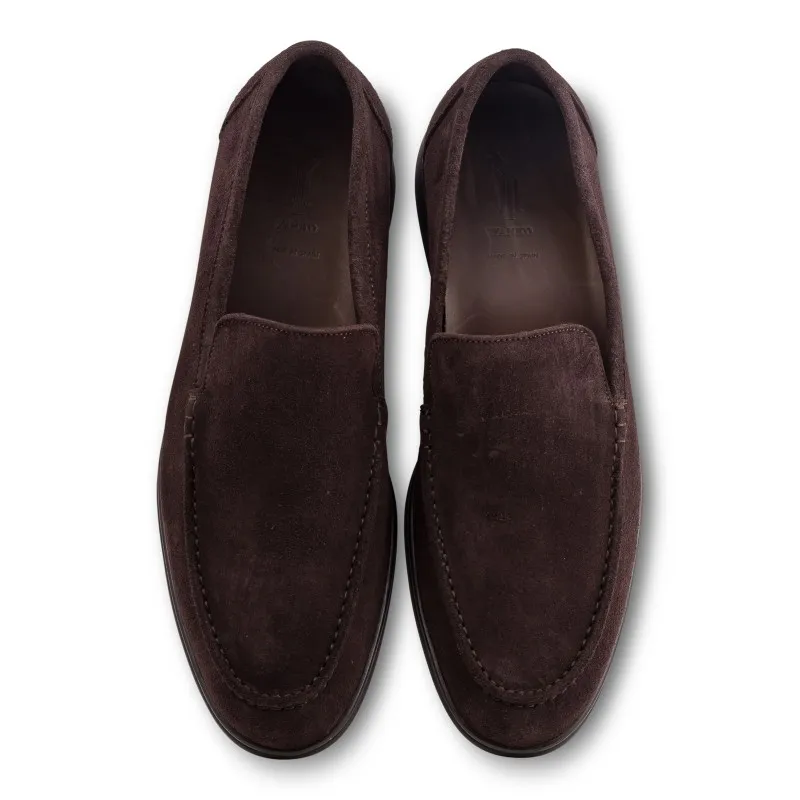 Yanko Traveler loafers dark brown reverse kudu suede with dark sole