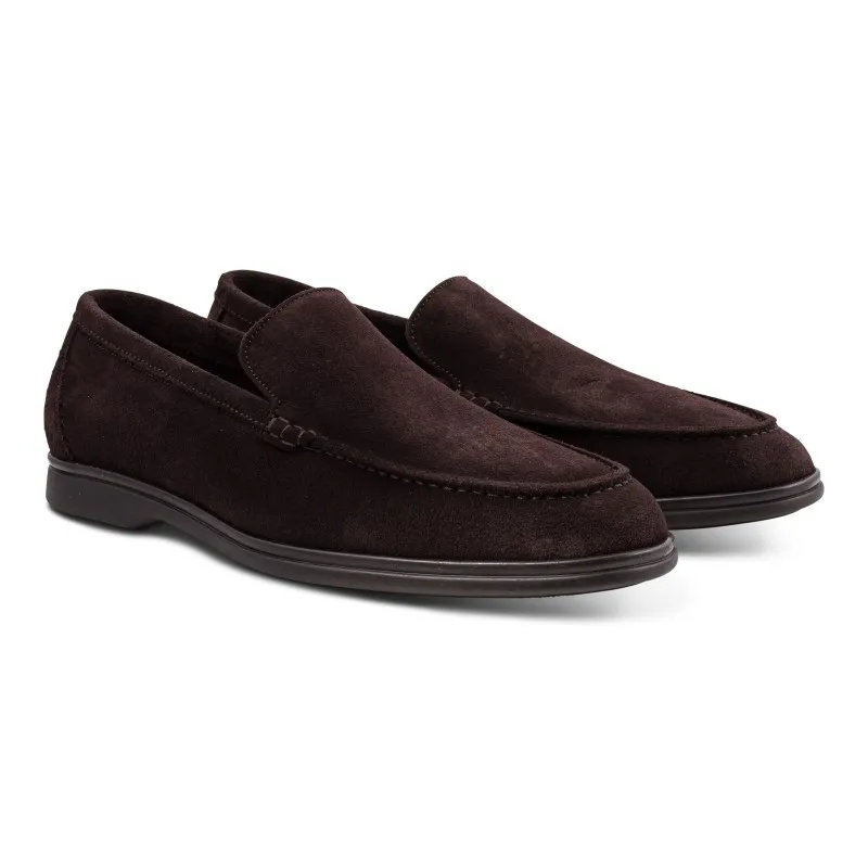 Yanko Traveler loafers dark brown reverse kudu suede with dark sole