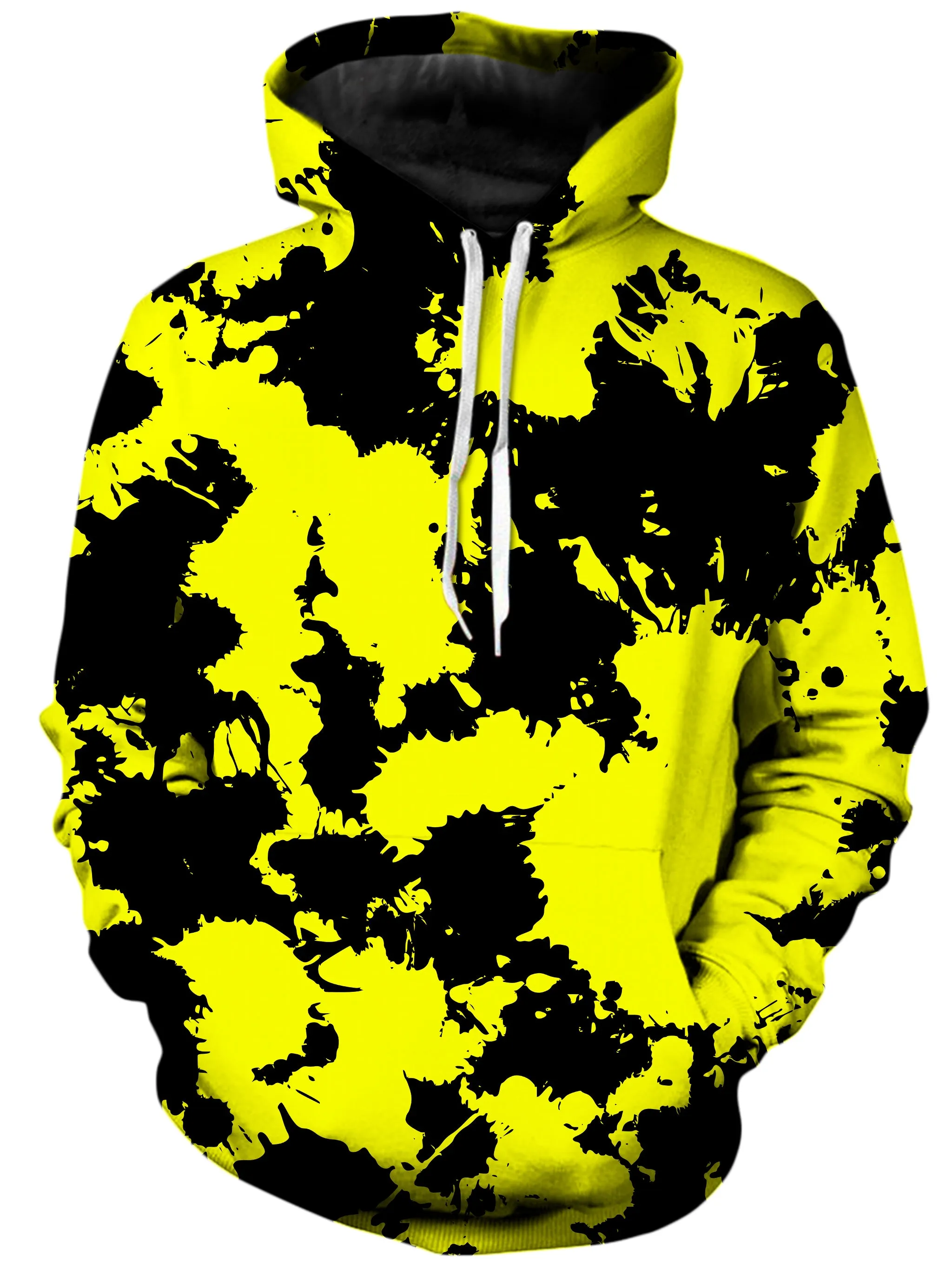 Yellow and Black Paint Splatter Hoodie and Leggings Combo