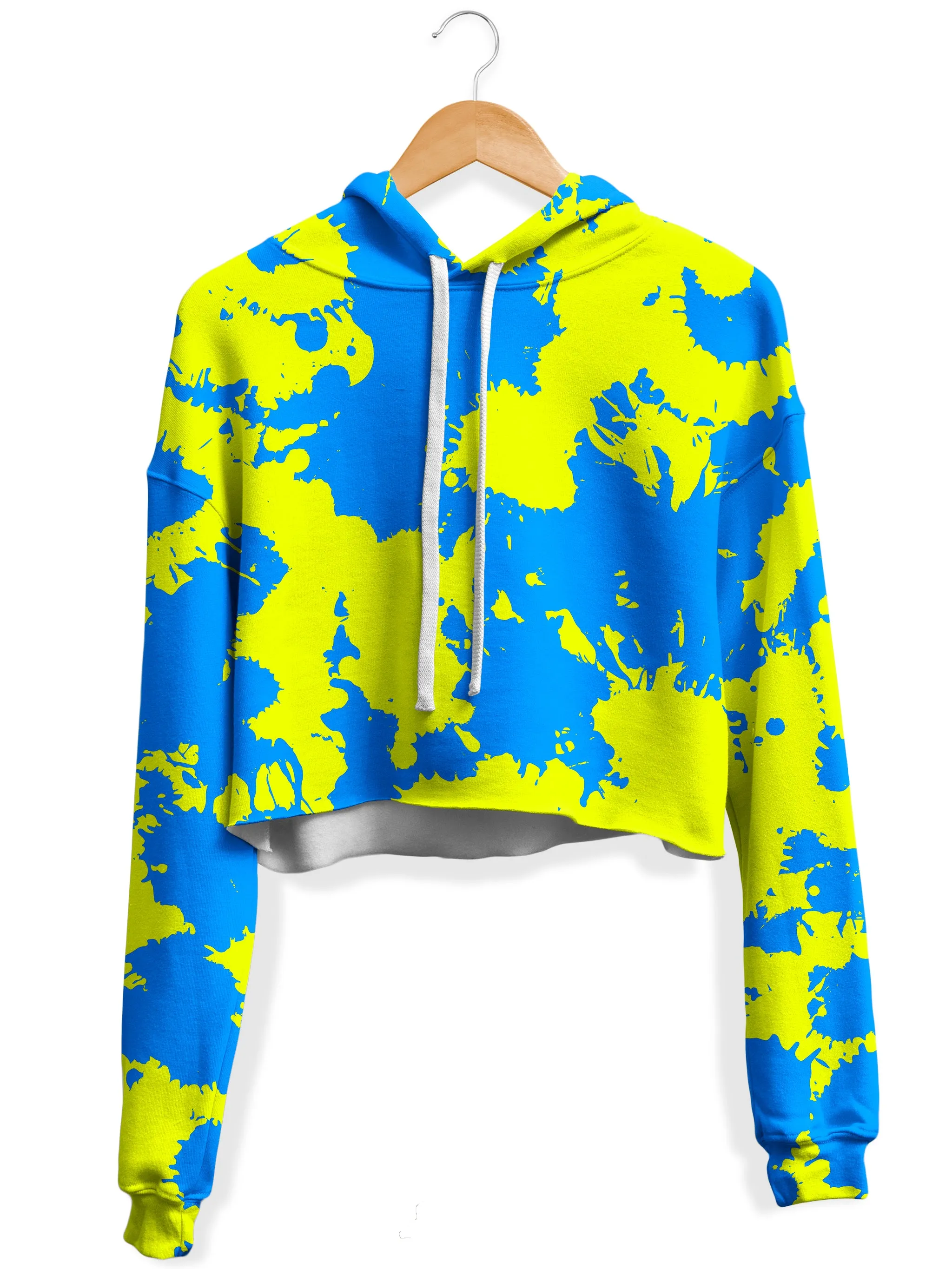 Yellow and Blue Paint Splatter Crop Hoodie and Leggings Combo