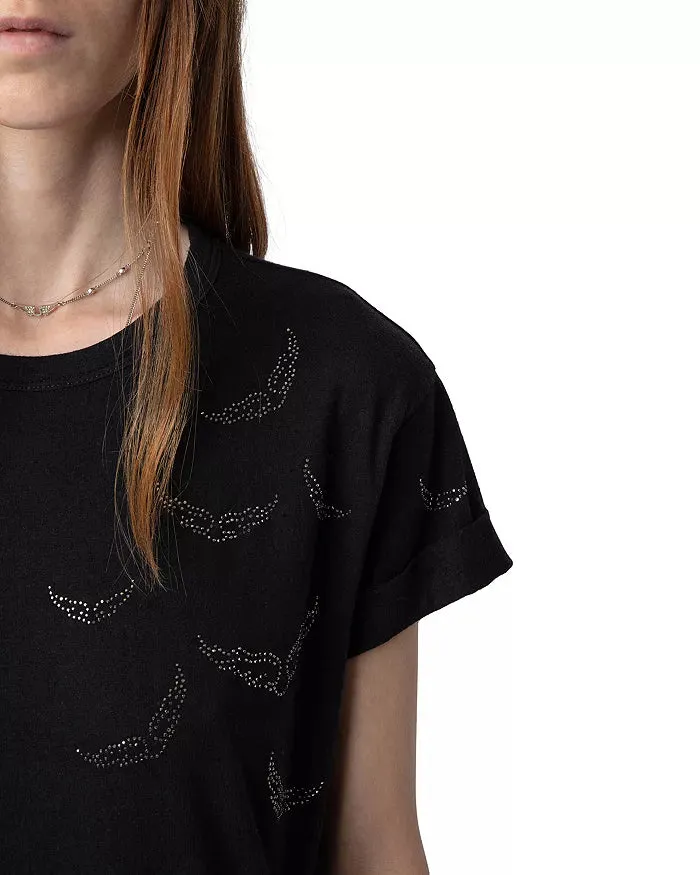 Zadig & Voltaire Anya PCL Rain Rhinestone Wing Tee